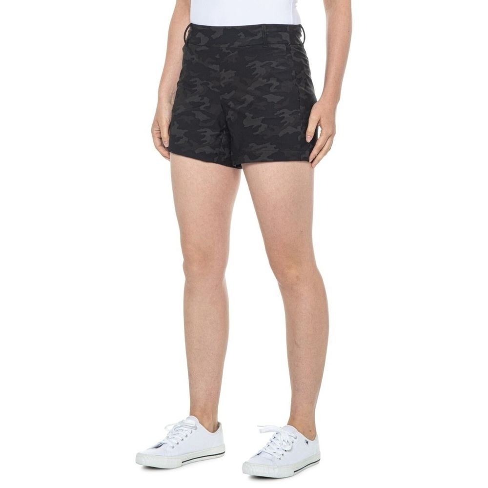 SPANX Women’s Black Camo 6" Stretch Pull On UPF 50+ Athletic Shorts Size XL